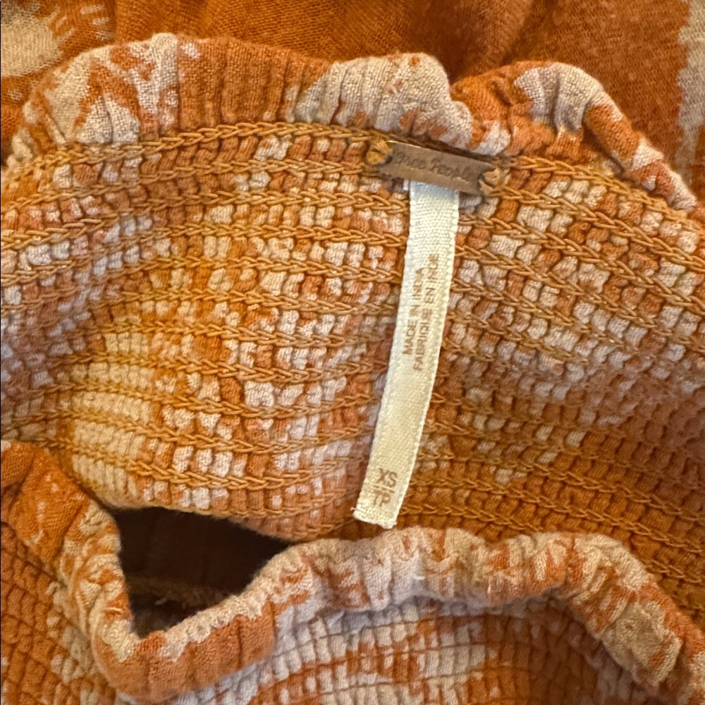 Free People Boho Orange Printed Wide Leg Pants XS - Picture 2 of 5